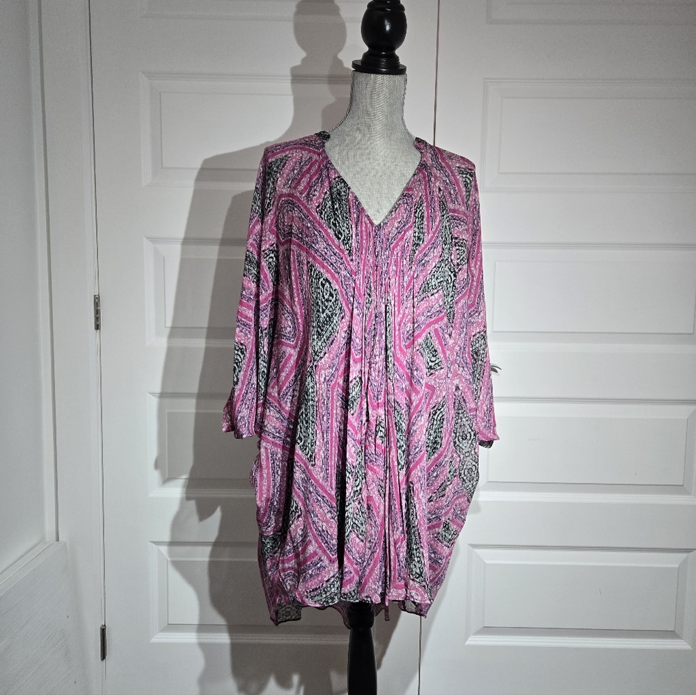 Women's Pink Patterned Tunic Dress